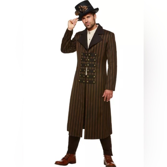 NWT‎ SPIRIT Halloween Steampunk Trench coat Wool Cotton Blend Cosplay Costume L - Picture 13 of 13